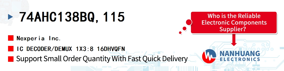 74AHC138BQ,115 Nexperia IC DECODER/DEMUX 1X3:8 16DHVQFN