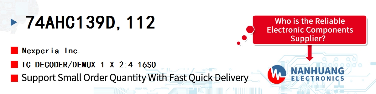 74AHC139D,112 Nexperia IC DECODER/DEMUX 1 X 2:4 16SO