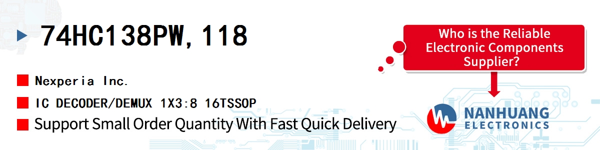 74HC138PW,118 Nexperia IC DECODER/DEMUX 1X3:8 16TSSOP