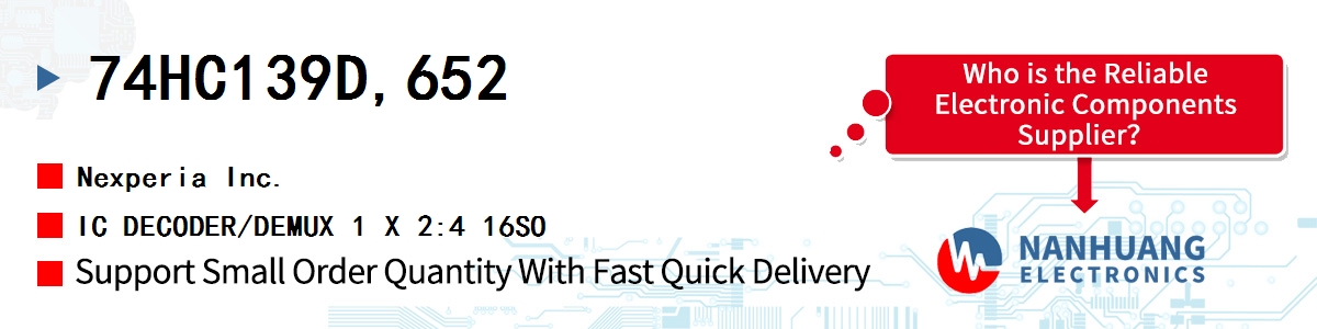 74HC139D,652 Nexperia IC DECODER/DEMUX 1 X 2:4 16SO