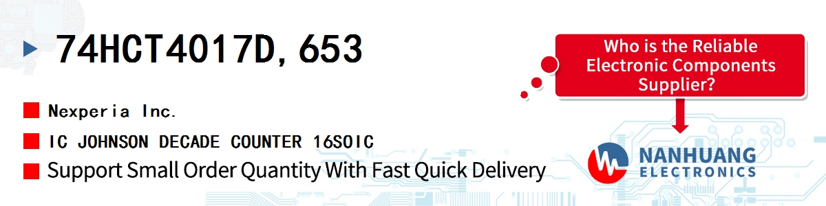 74HCT4017D,653 Nexperia IC JOHNSON DECADE COUNTER 16SOIC