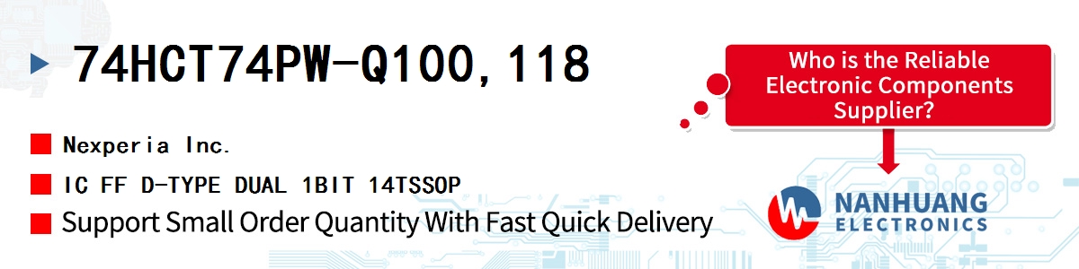 74HCT74PW-Q100,118 Nexperia IC FF D-TYPE DUAL 1BIT 14TSSOP