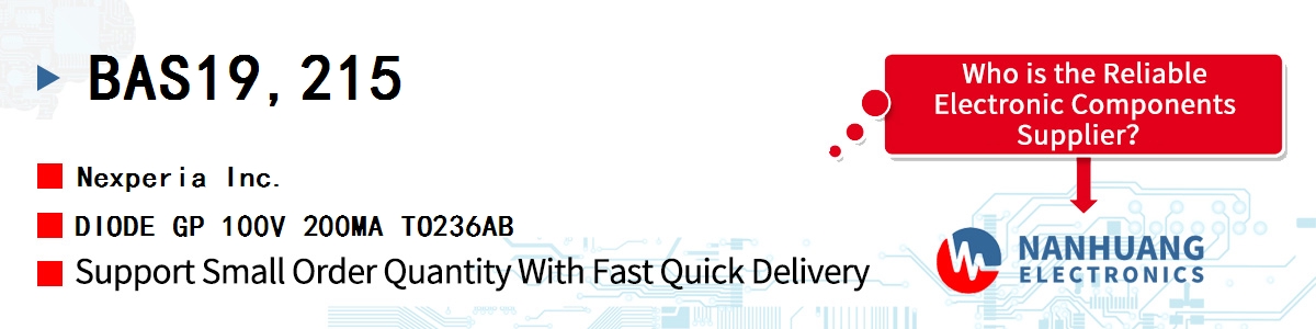 BAS19,215 Nexperia DIODE GP 100V 200MA TO236AB