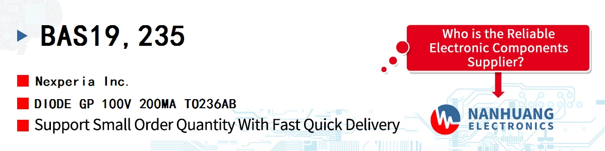 BAS19,235 Nexperia DIODE GP 100V 200MA TO236AB