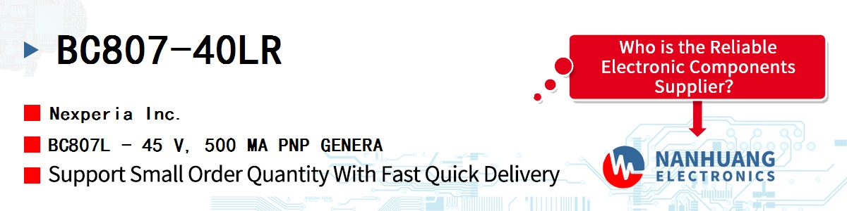 BC807-40LR Nexperia TRANS PNP 45V 500MA TO236AB