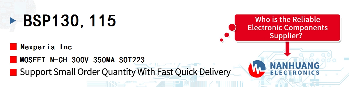 BSP130,115 Nexperia MOSFET N-CH 300V 350MA SOT223
