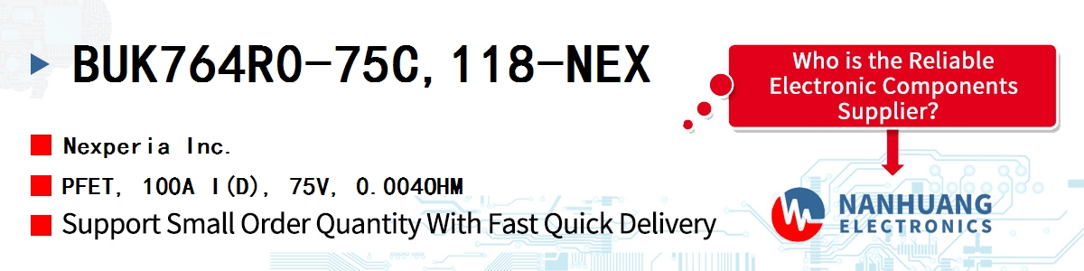 BUK764R0-75C,118-NEX Nexperia PFET, 100A I(D), 75V, 0.004OHM