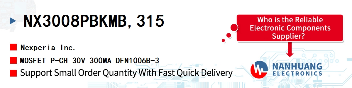 NX3008PBKMB,315 Nexperia MOSFET P-CH 30V 300MA DFN1006B-3