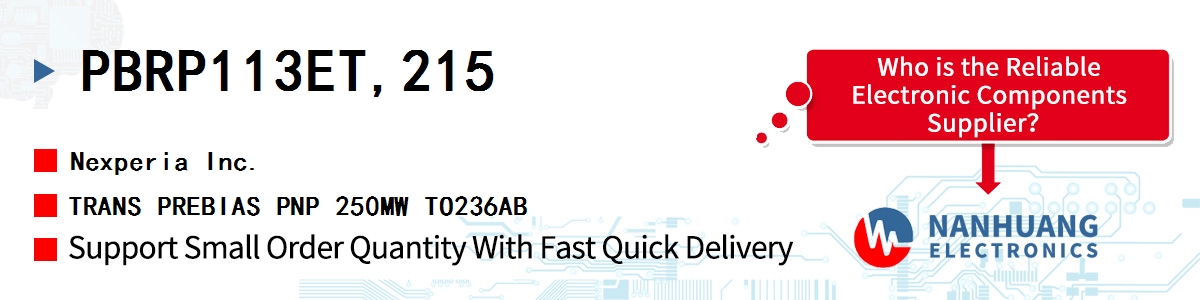 PBRP113ET,215 Nexperia TRANS PREBIAS PNP 250MW TO236AB