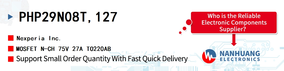 PHP29N08T,127 Nexperia MOSFET N-CH 75V 27A TO220AB
