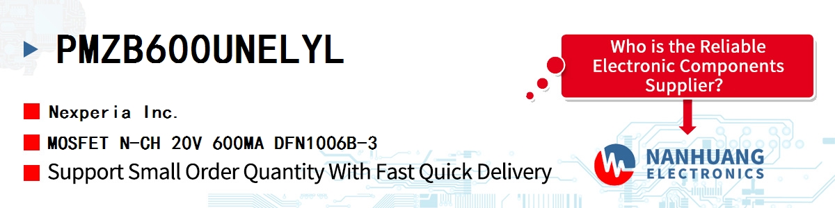 PMZB600UNELYL Nexperia MOSFET N-CH 20V 600MA DFN1006B-3