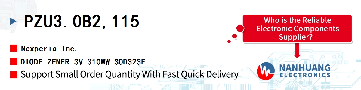 PZU3.0B2,115 Nexperia DIODE ZENER 3V 310MW SOD323F